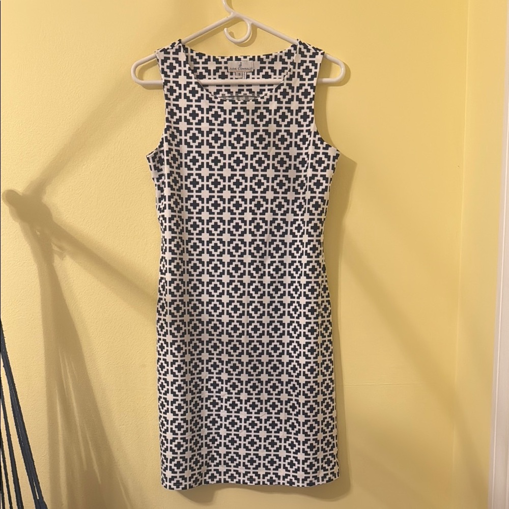 Jude Connally Black and White Sheath Mini Dress